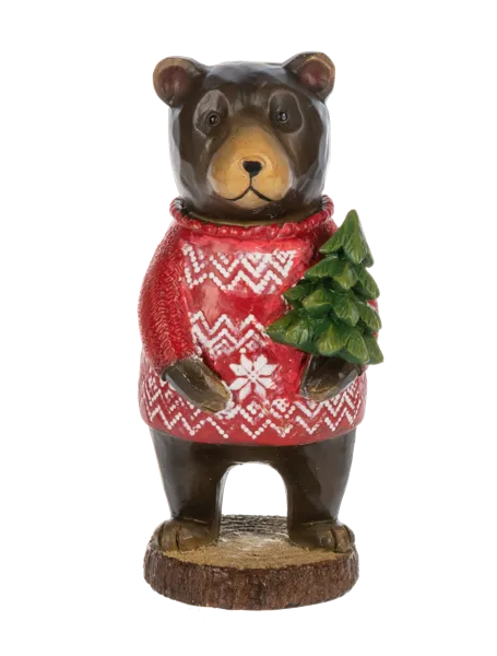 4.75" Carved Bear in Sweater Figurines (sold individually)