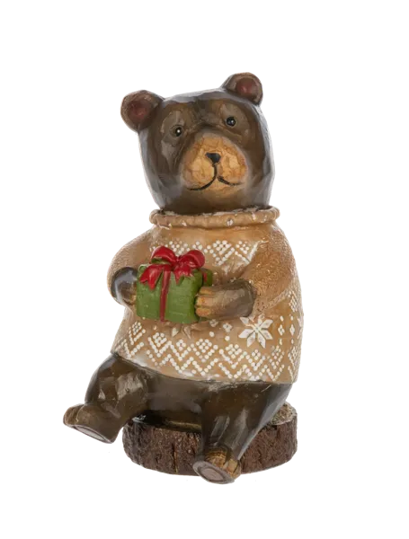 4.75" Carved Bear in Sweater Figurines (sold individually)