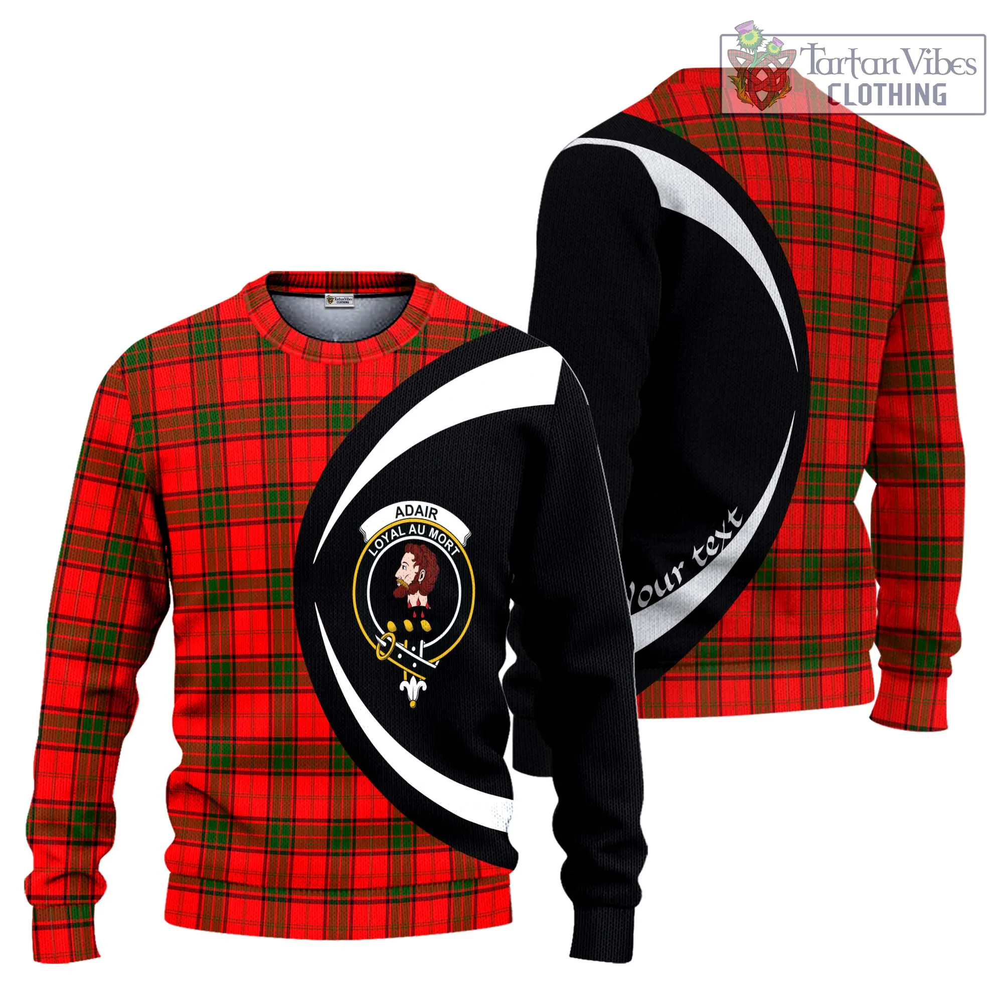 Adair Tartan Ugly Sweater with Family Crest Circle Style