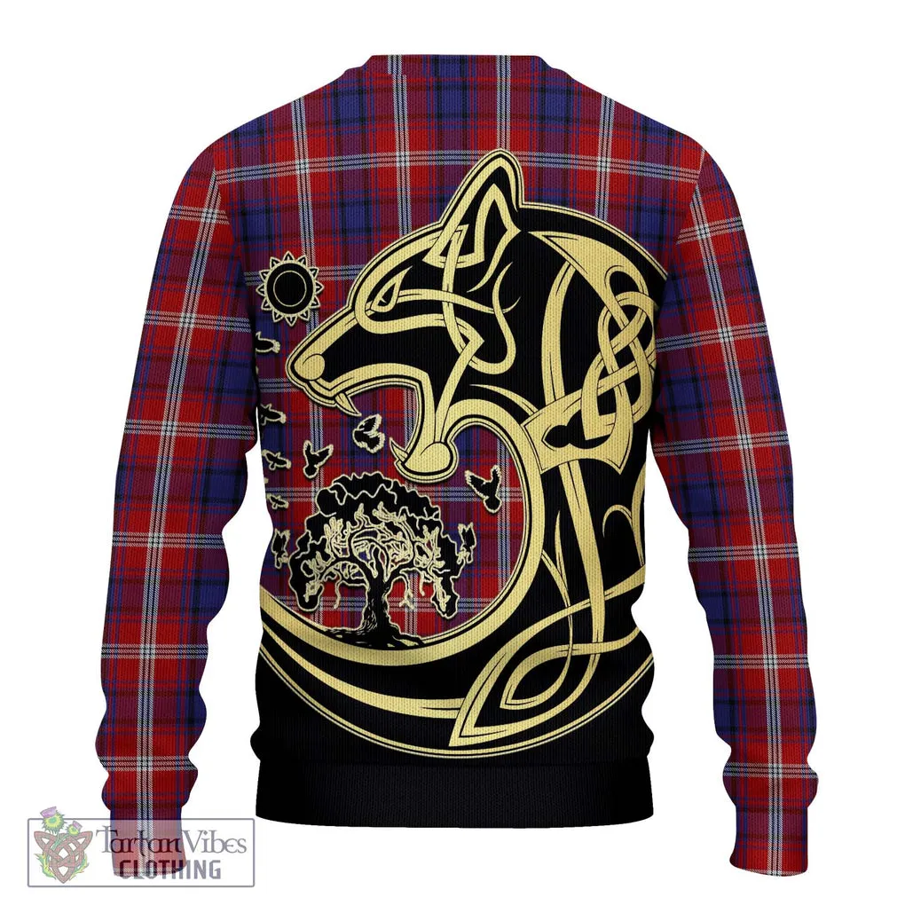 Ainslie Tartan Ugly Sweater with Family Crest Celtic Wolf Style