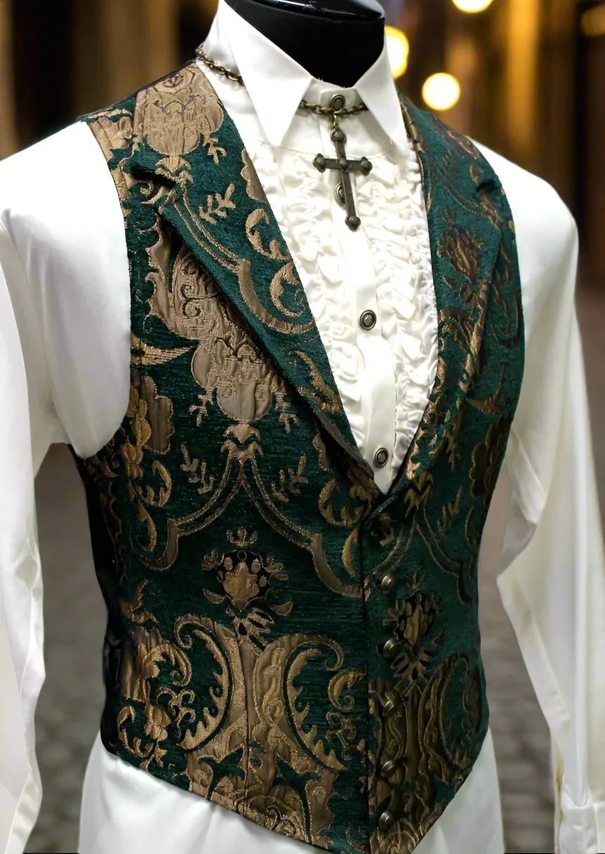 ARISTOCRAT VEST - GREEN/GOLD TAPESTRY