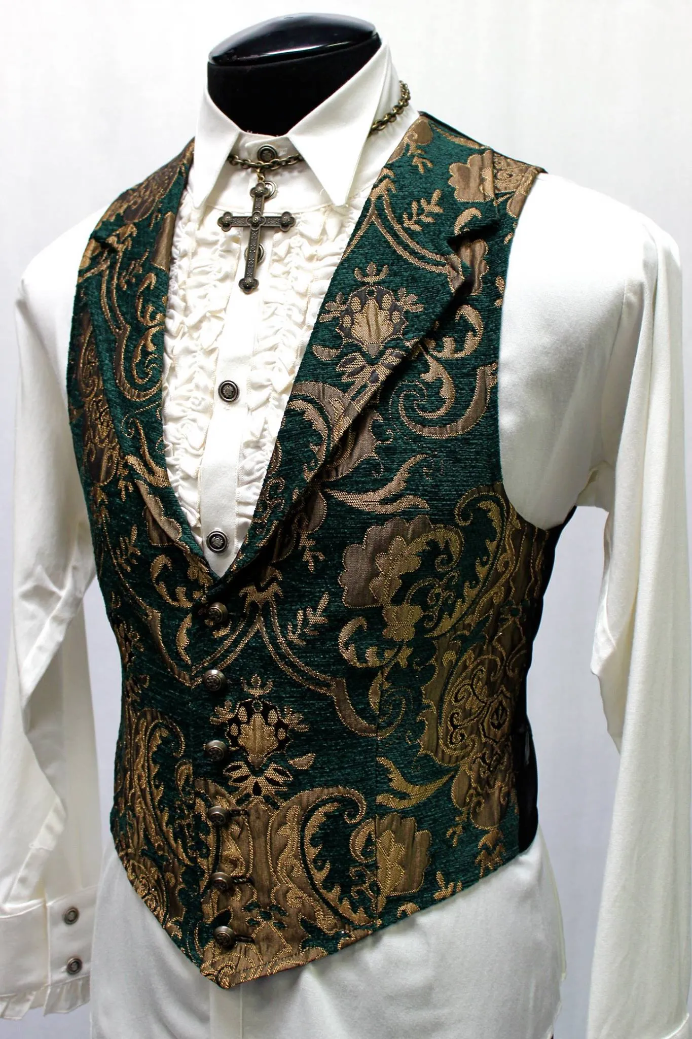 ARISTOCRAT VEST - GREEN/GOLD TAPESTRY