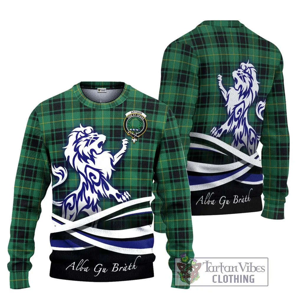 Arthur Ancient Tartan Ugly Sweater with Alba Gu Brath Regal Lion Emblem