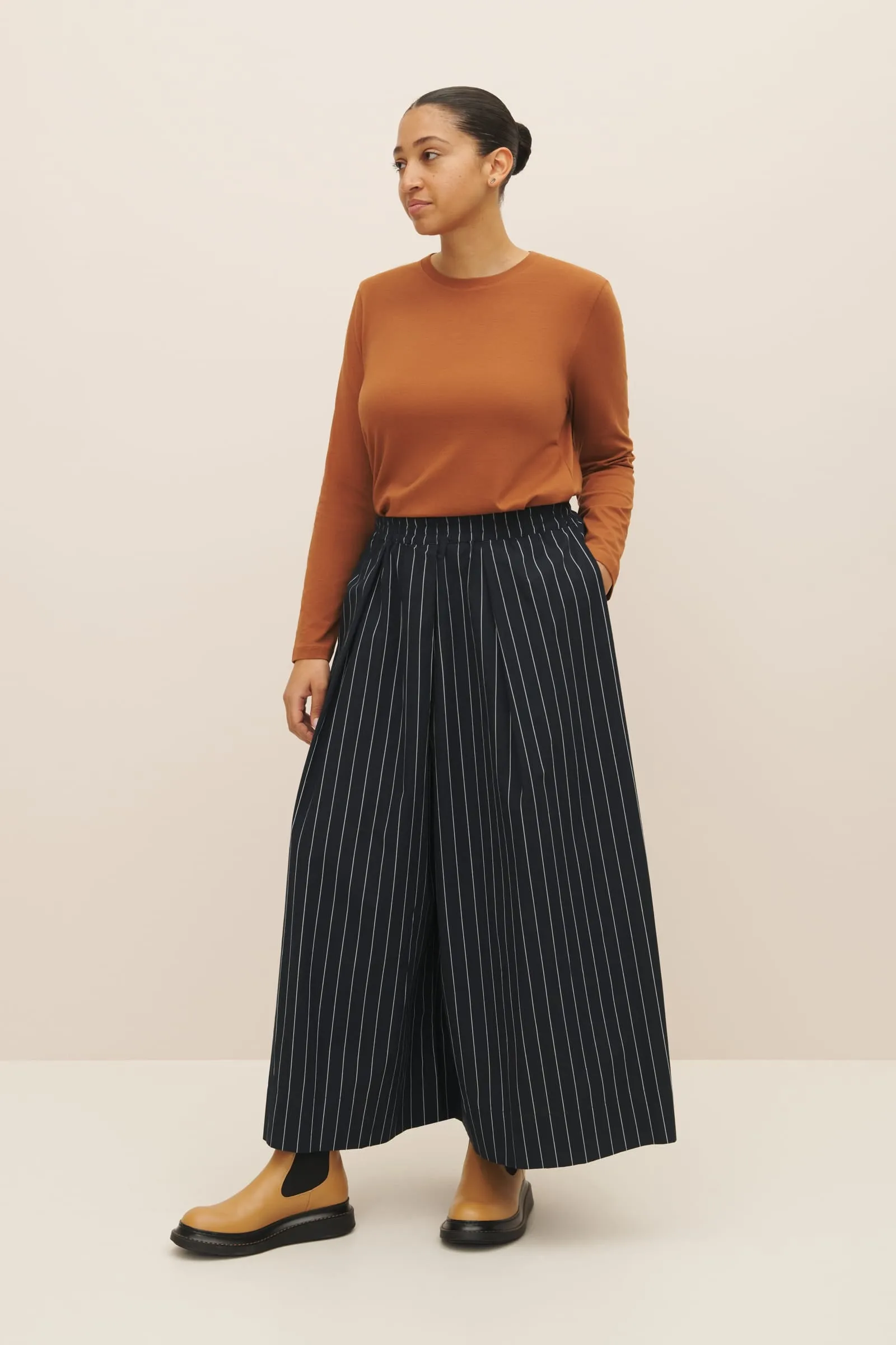 Athena Pant - Navy Pinstripe