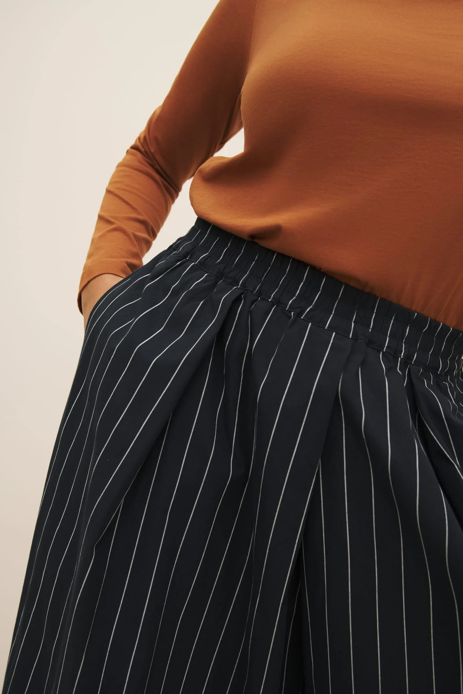 Athena Pant - Navy Pinstripe