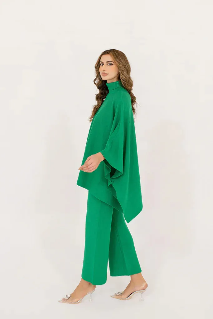 Autumn Winter '23 - Lily Knitted Cape Green Separates