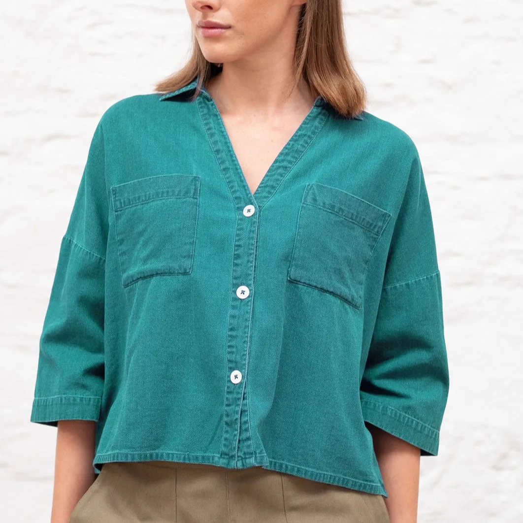 Ava Oversized Blouse - Jade Linen