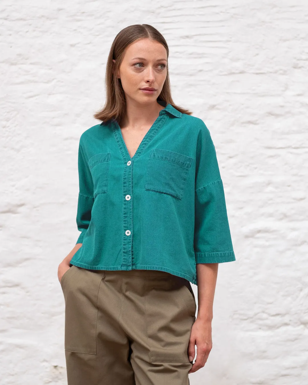 Ava Oversized Blouse - Jade Linen