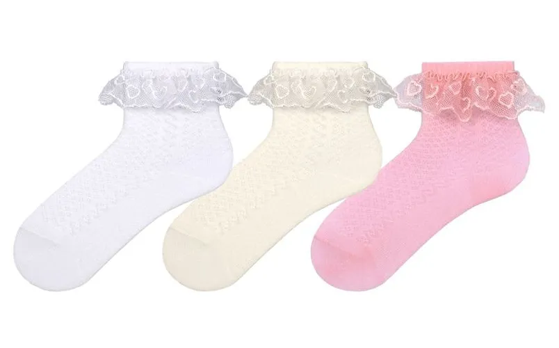 Baby Girl Frilly Lace Socks 3Pk (0-12mths)