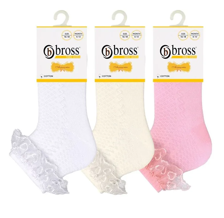 Baby Girl Frilly Lace Socks 3Pk (0-12mths)