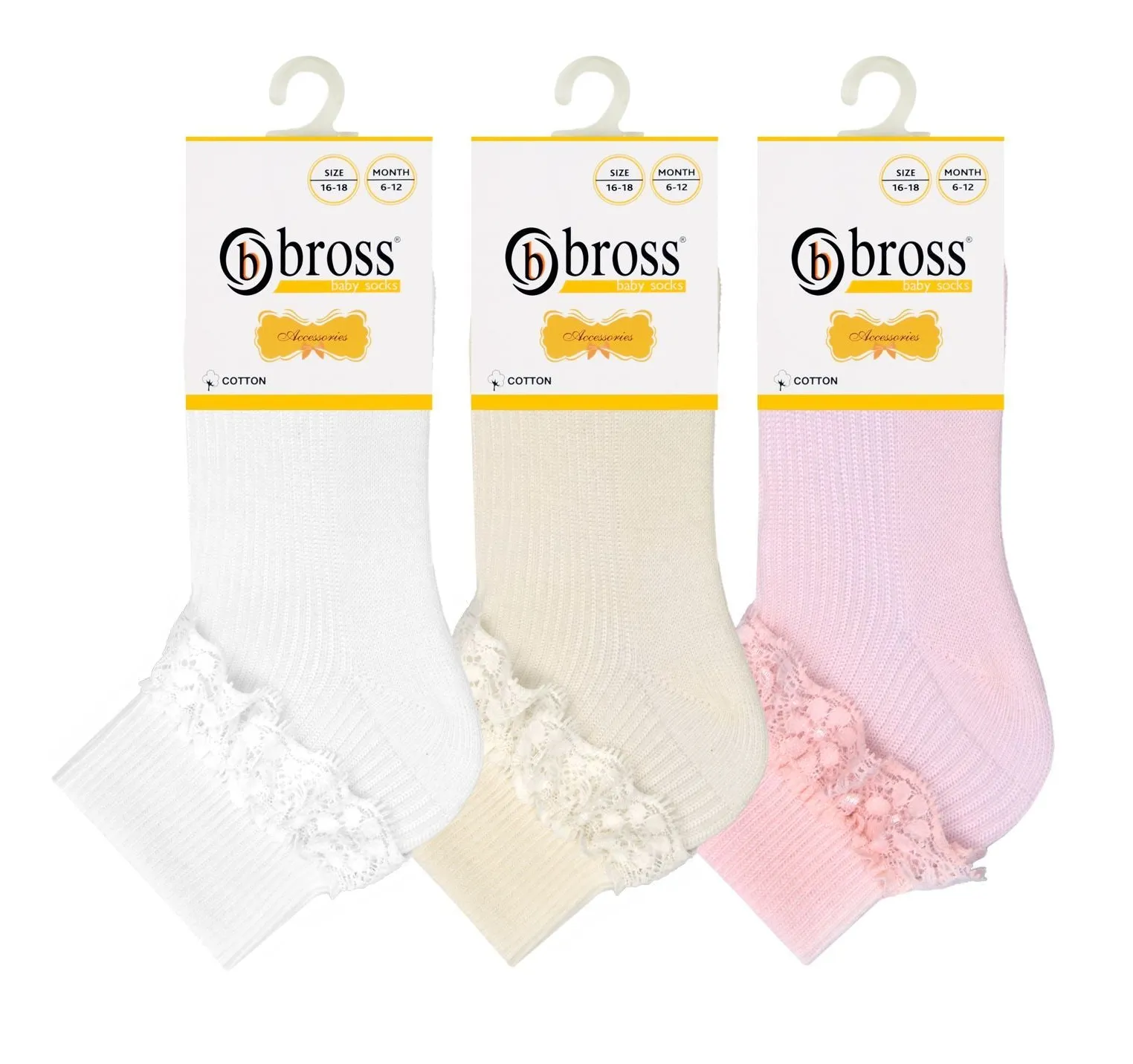 Baby Girl Frilly Lace Turnover Socks 3Pk (0-18mths)