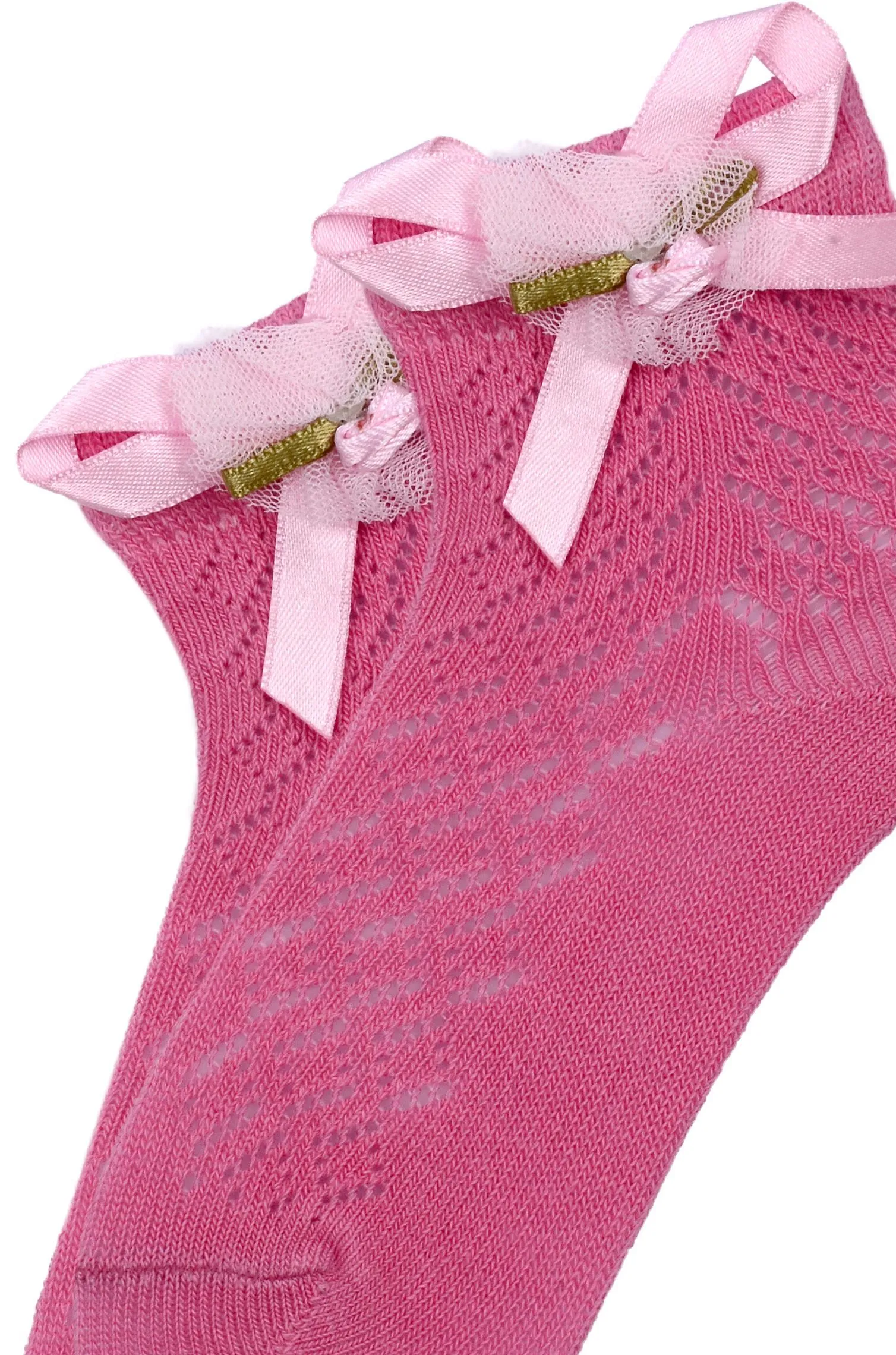 Baby Girl Pelerine Ankle Socks With Flower Pink 2Pk (0-18mths)