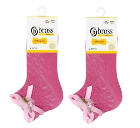 Baby Girl Pelerine Ankle Socks With Flower Pink 2Pk (0-18mths)