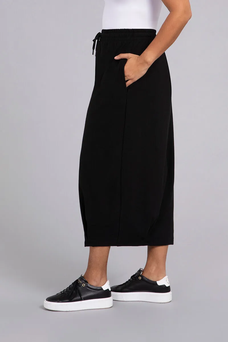 Bamboo Fleece Pleat Hem Skirt | Black