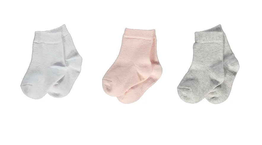 Bebetto Baby Girl Socks Ankle High 3Pk (0-6mths)