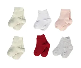 Bebetto Baby Girl Socks Ankle High 6Pk (0-6mths)