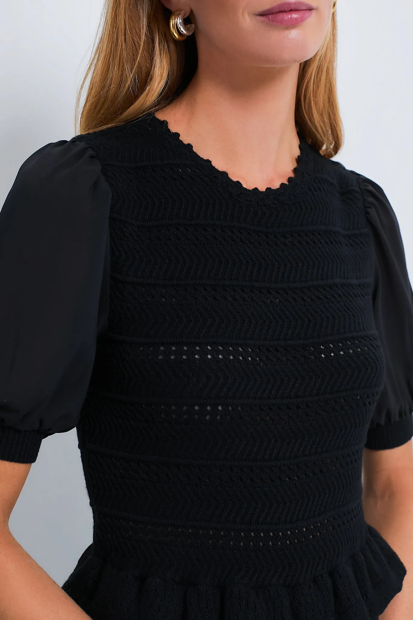 Black Heather Crochet Mix Dress