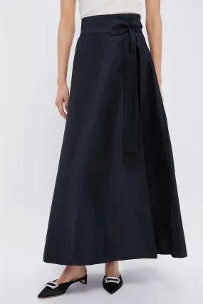 Black Helena Midi Wrap Skirt