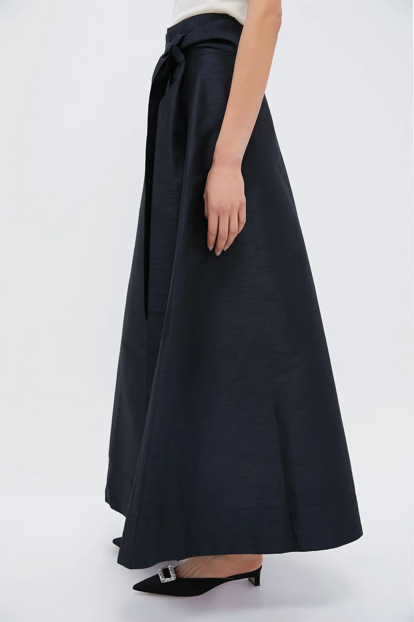 Black Helena Midi Wrap Skirt