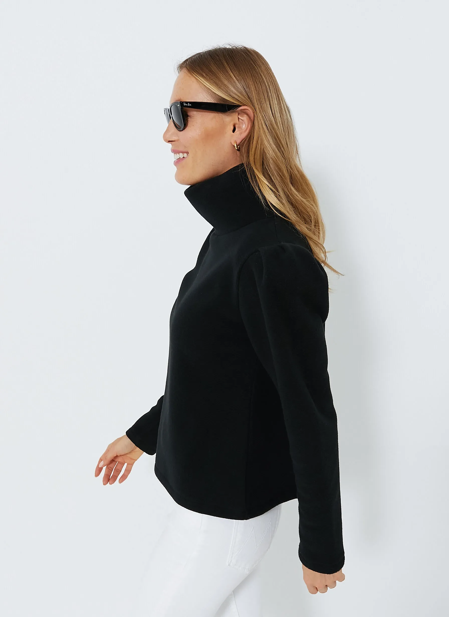 Black Palmer Puff Sleeve Turtleneck