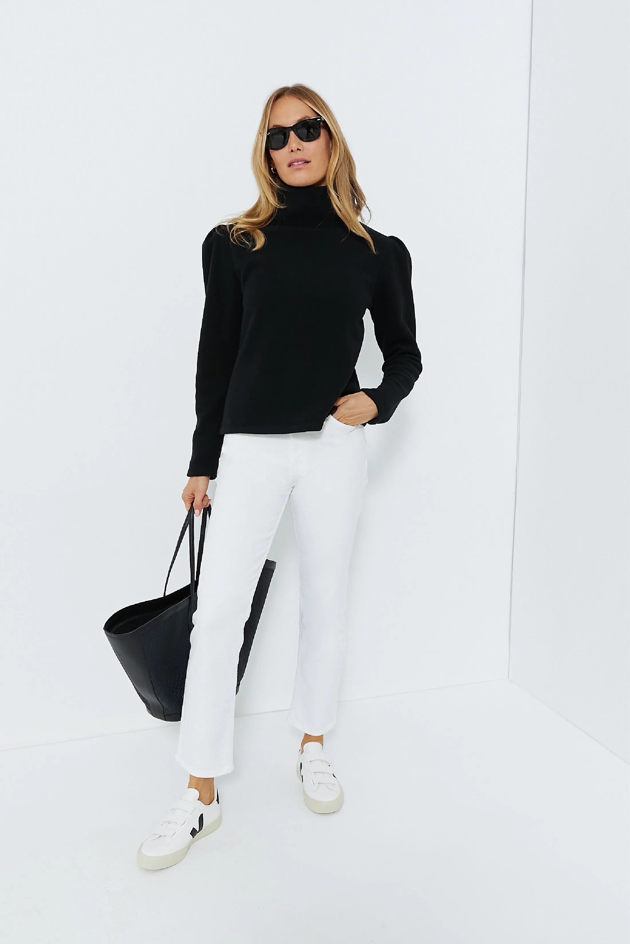 Black Palmer Puff Sleeve Turtleneck