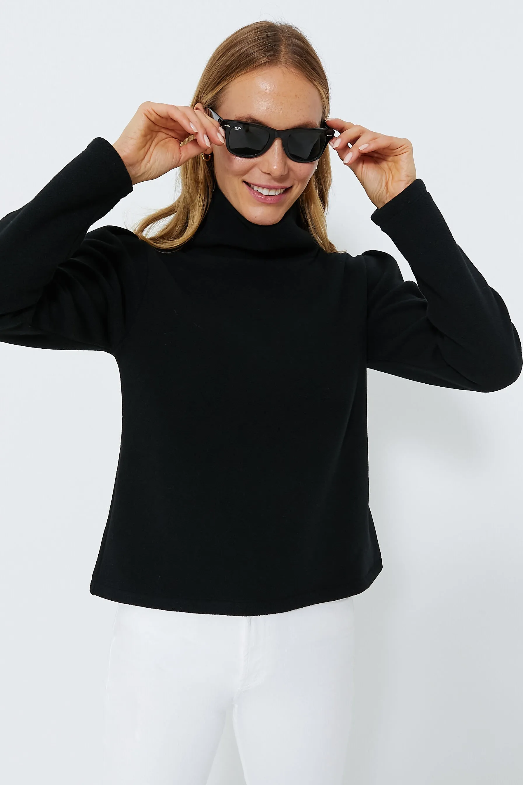 Black Palmer Puff Sleeve Turtleneck