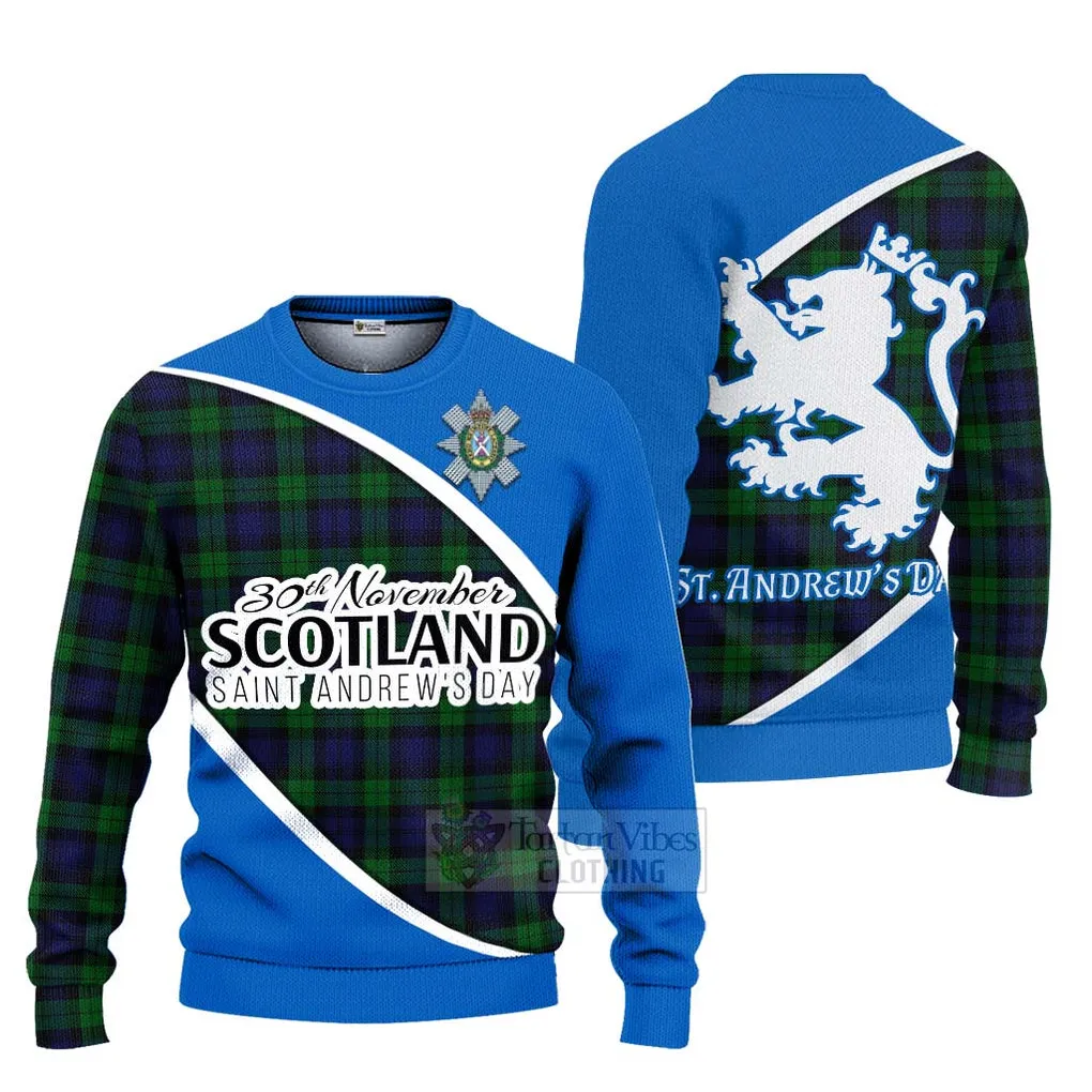 Black Watch Family Crest Tartan Ugly Sweater Celebrate Saint Andrew's Day in Style