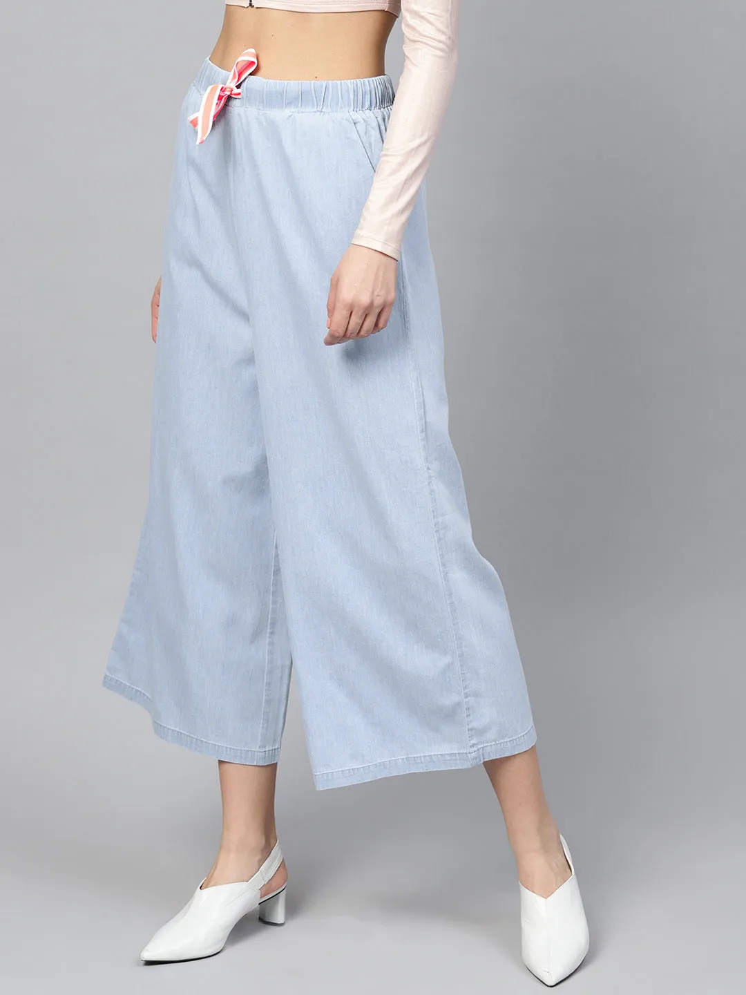 Blue Denim Neon Drawstring Pants