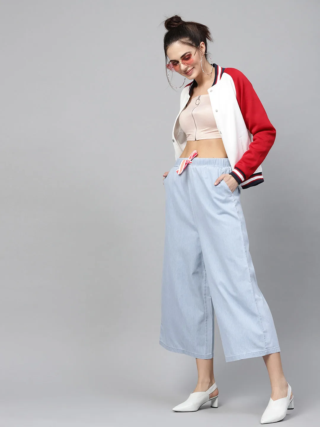 Blue Denim Neon Drawstring Pants