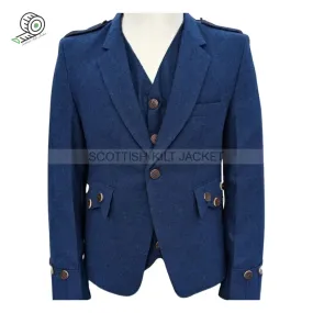 Blue Tweed Argyll Wedding Jacket