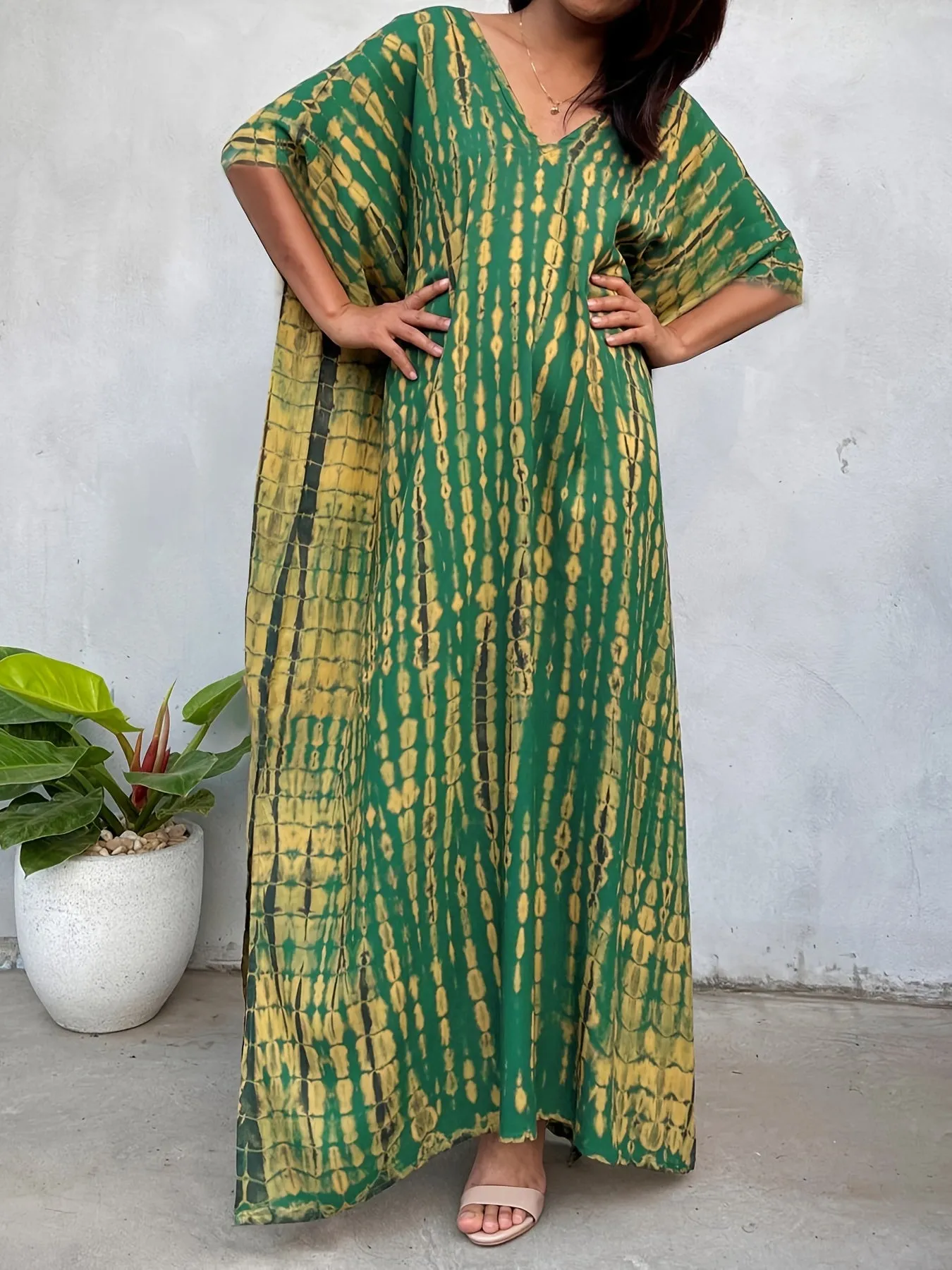 Boho Chic Plus Size Tie Dye Maxi Cover Up Dress