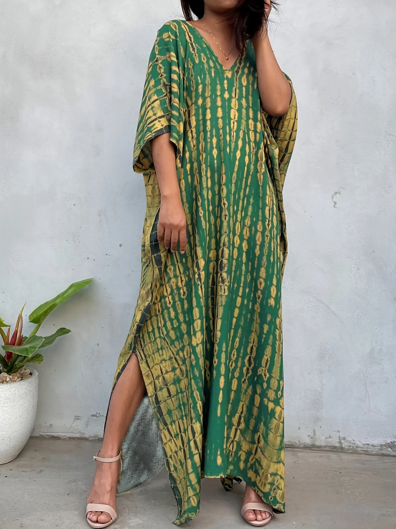 Boho Chic Plus Size Tie Dye Maxi Cover Up Dress