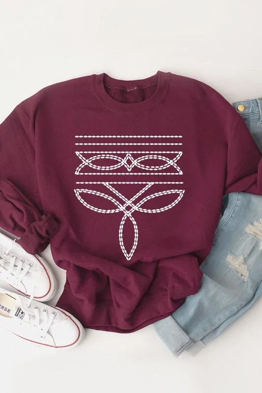 Boot Stitch Graphic Fleece Sweatshirt