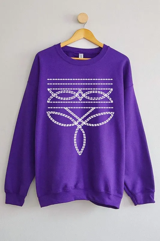 Boot Stitch Graphic Fleece Sweatshirt