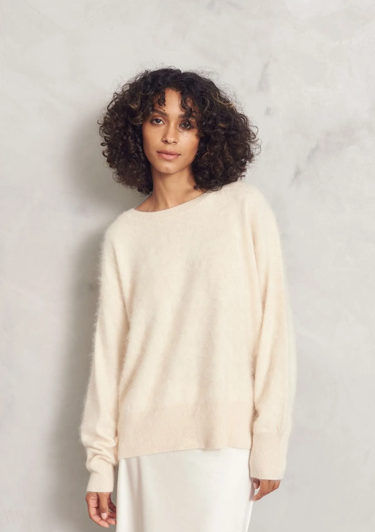 Brushed Cashmere Sweater in Porcelain