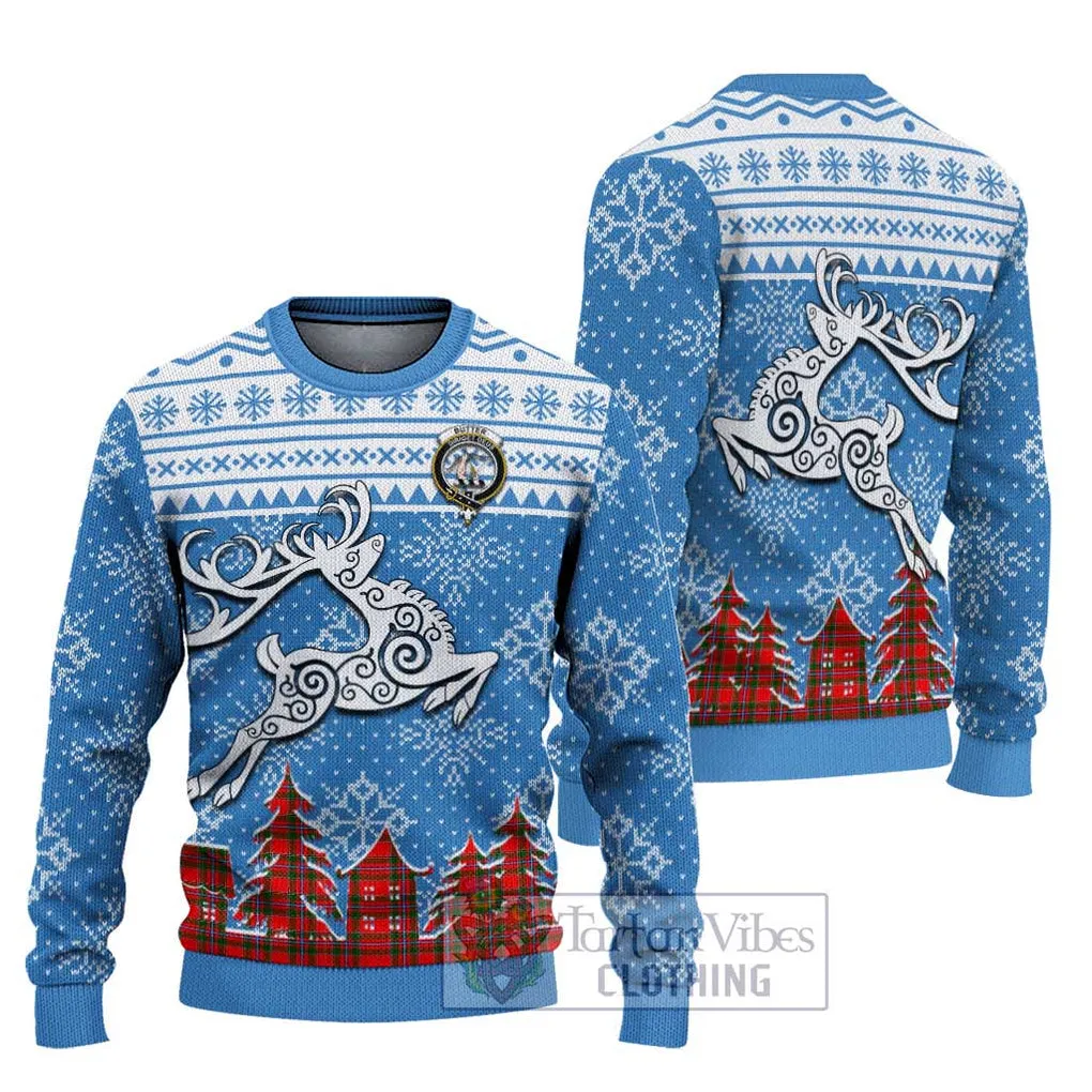 Butter Clan Christmas Ugly Sweater with Tartan and Celtic Reindeer Style