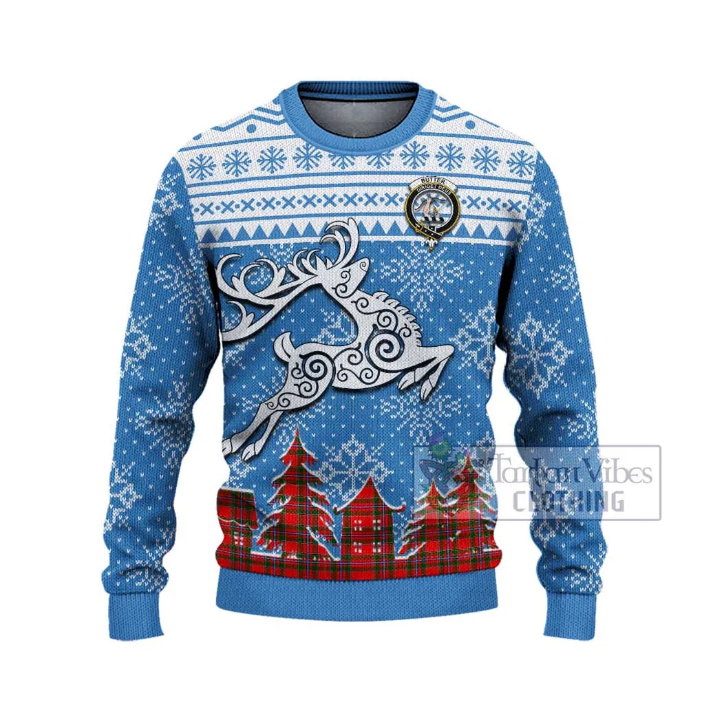 Butter Clan Christmas Ugly Sweater with Tartan and Celtic Reindeer Style