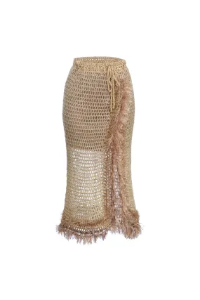 Camel Handmade Knit Skirt