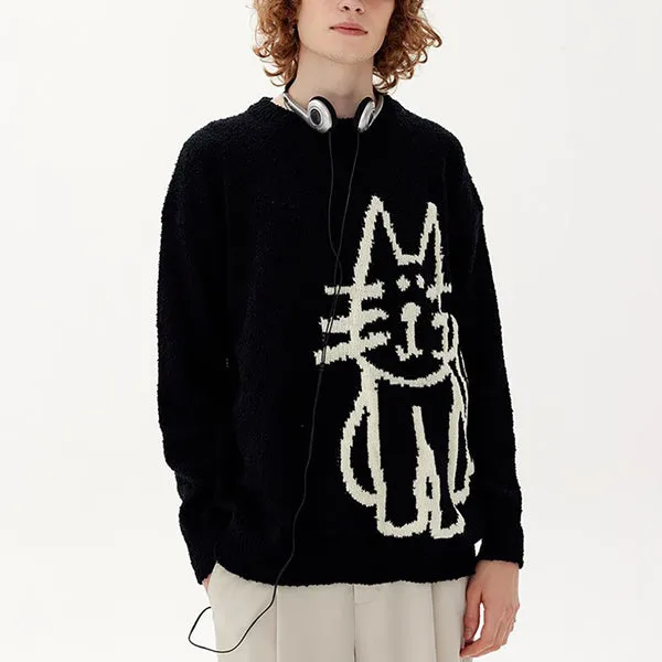 Cartoon Cat Graphic Knitwear Sweater