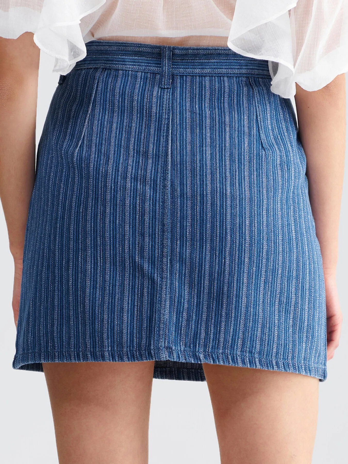 Casual Striped Button Denim Skirt