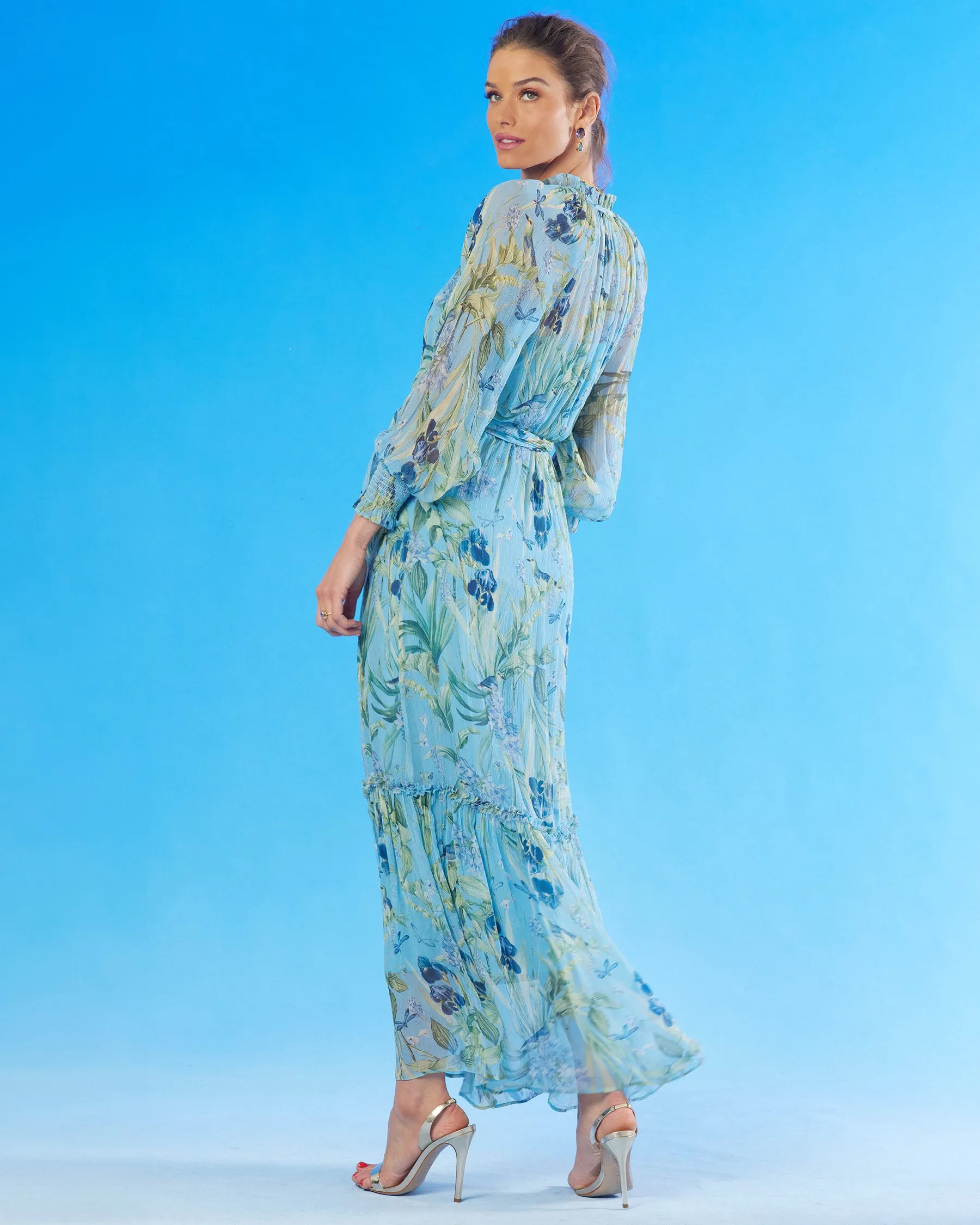 Celine Maxi Crinkle Chiffon Dress in Magical Garden