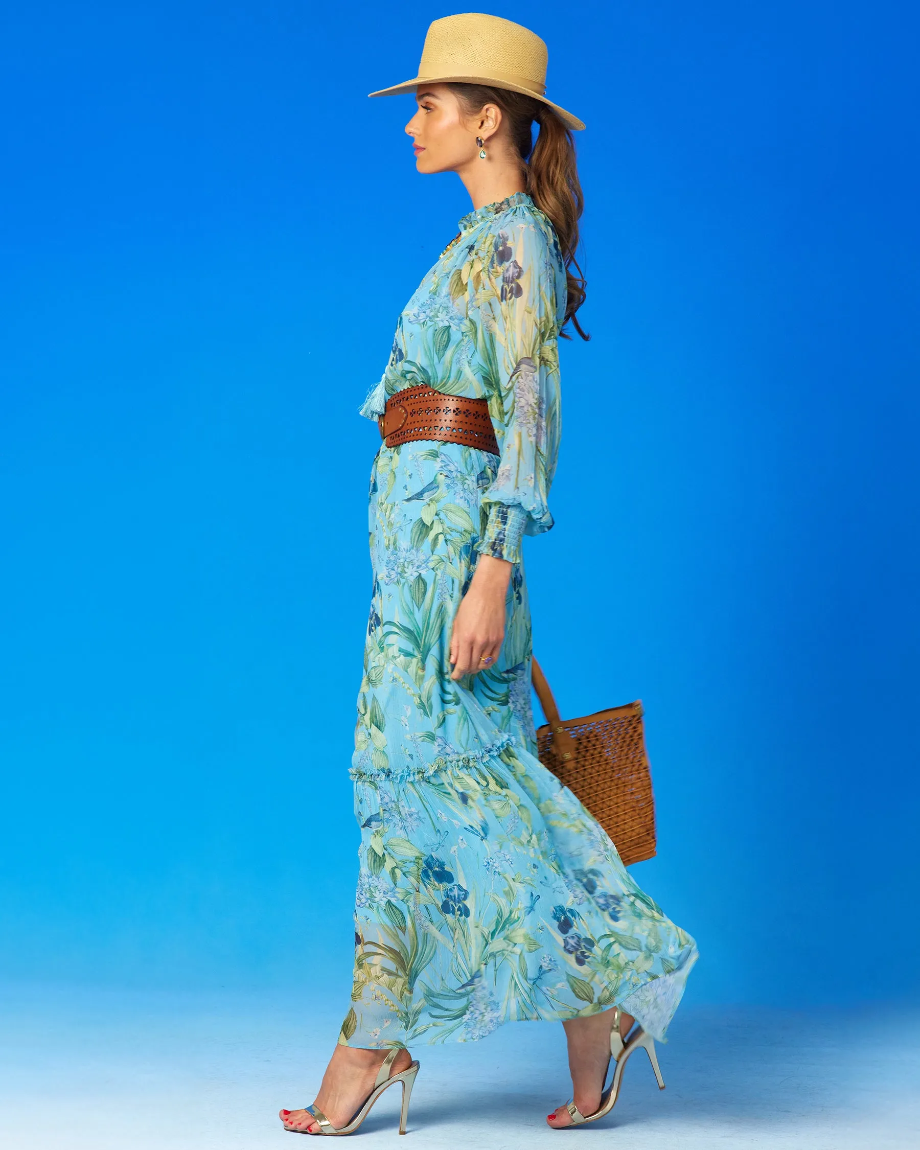 Celine Maxi Crinkle Chiffon Dress in Magical Garden