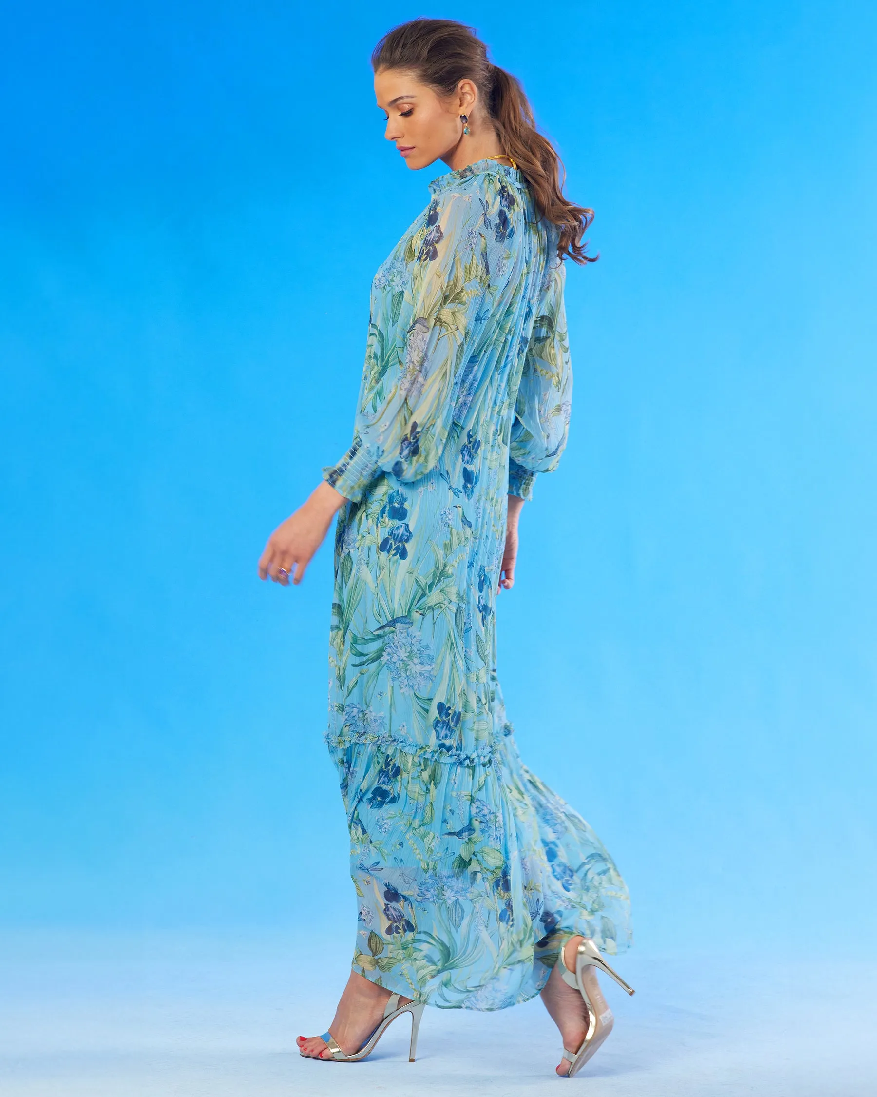 Celine Maxi Crinkle Chiffon Dress in Magical Garden