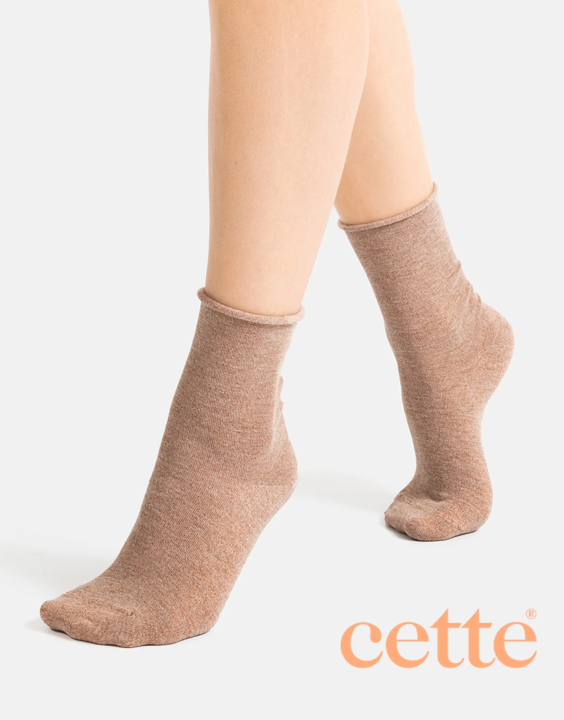 Cette Cosy Glitter Loose Top Sock Wood Smoke 277-174