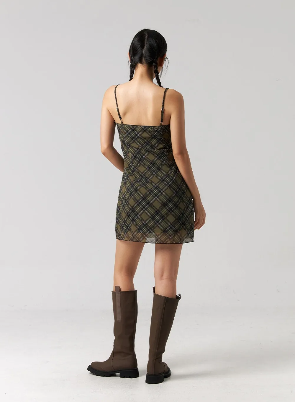 Checkered Camisole Mini Dress CG321