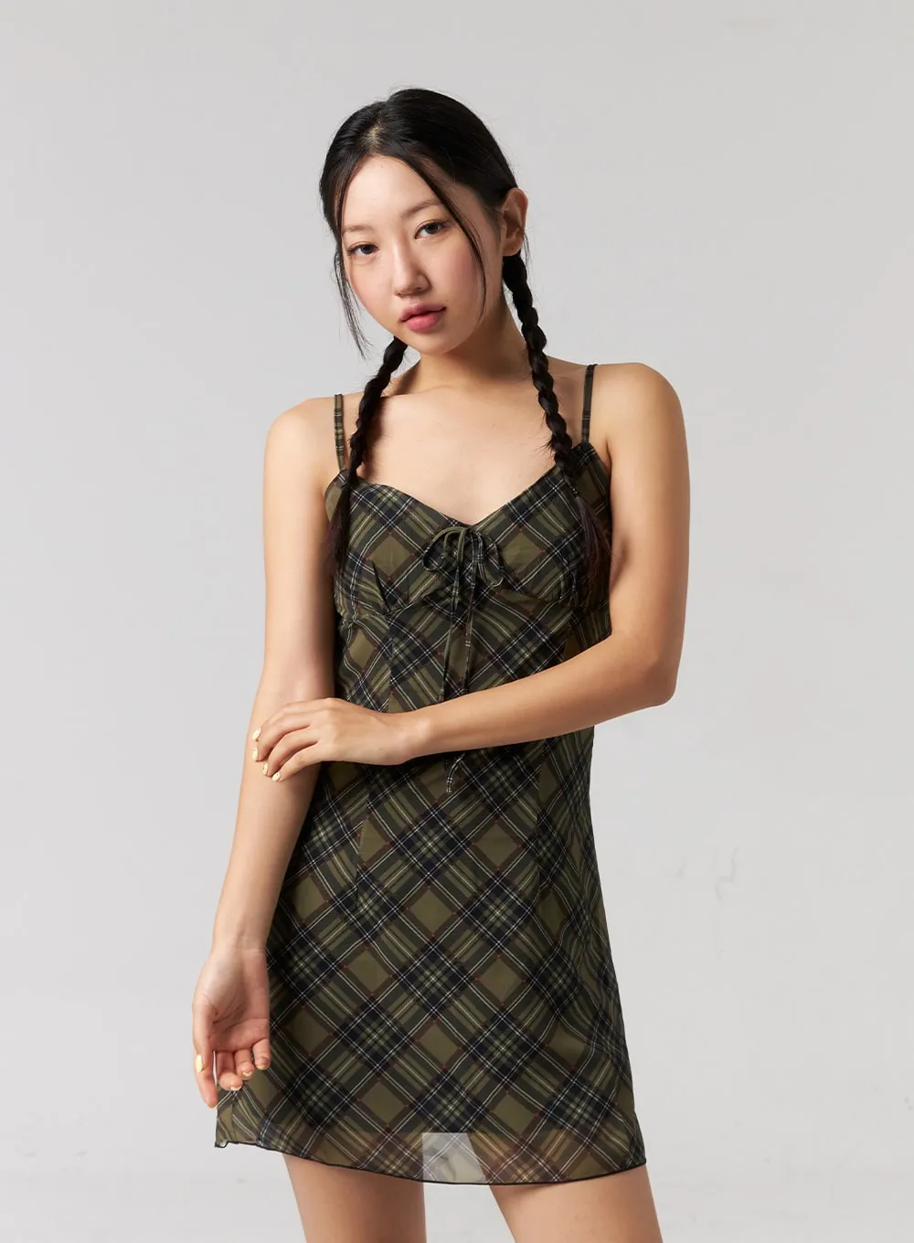 Checkered Camisole Mini Dress CG321