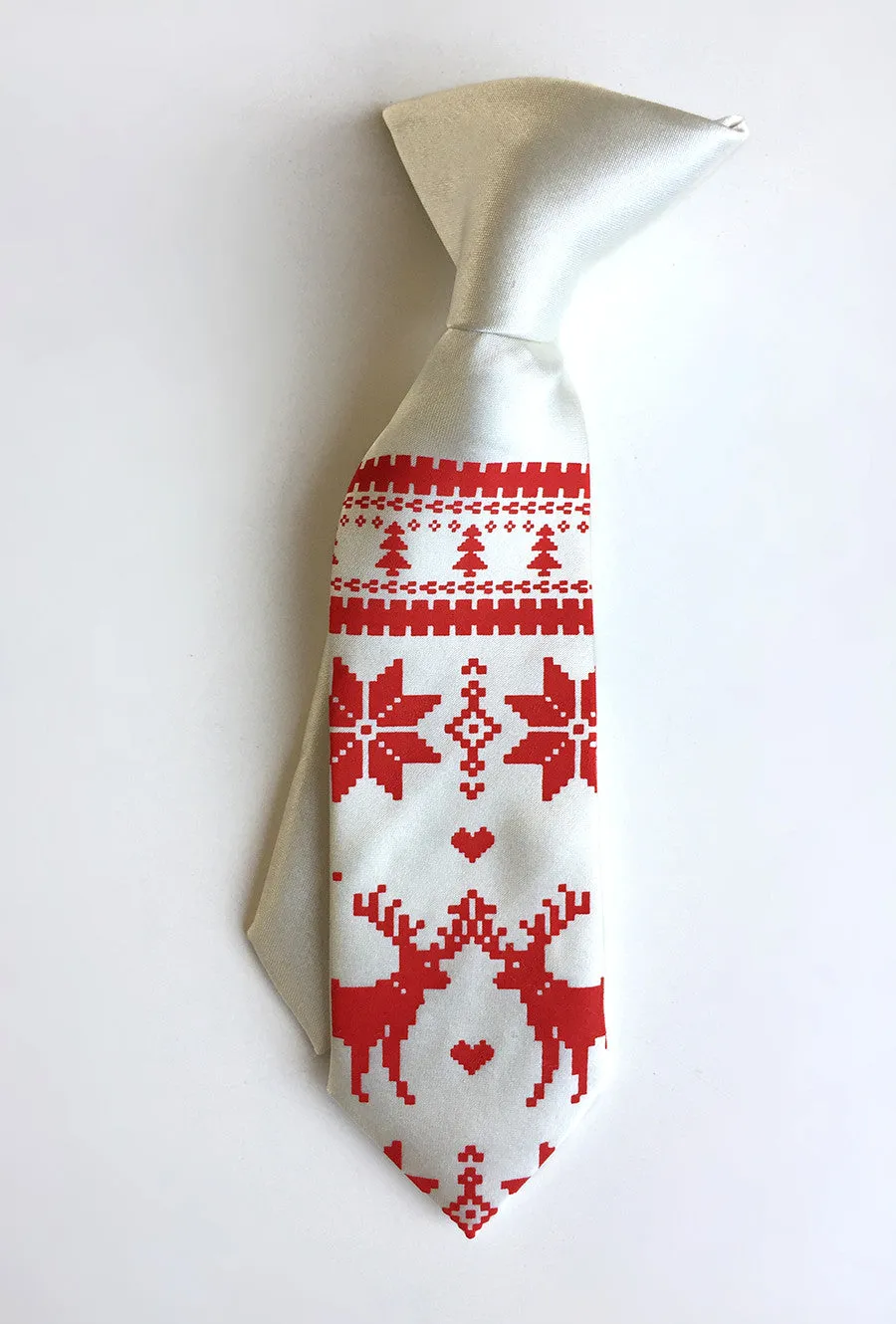 Christmas Sweater kids tie. Boys clip-on holiday necktie.