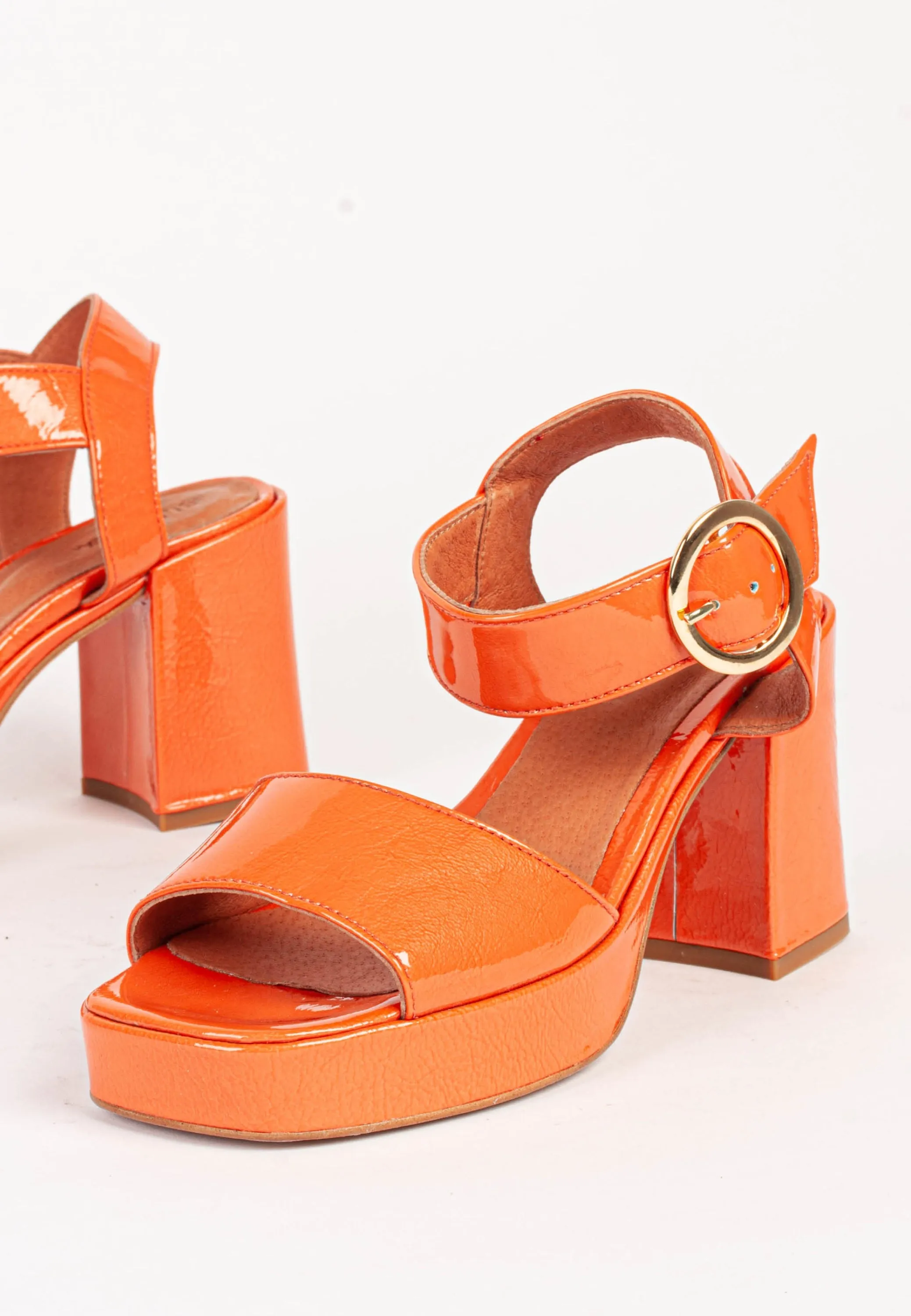 Cille Orange Platform Sandals