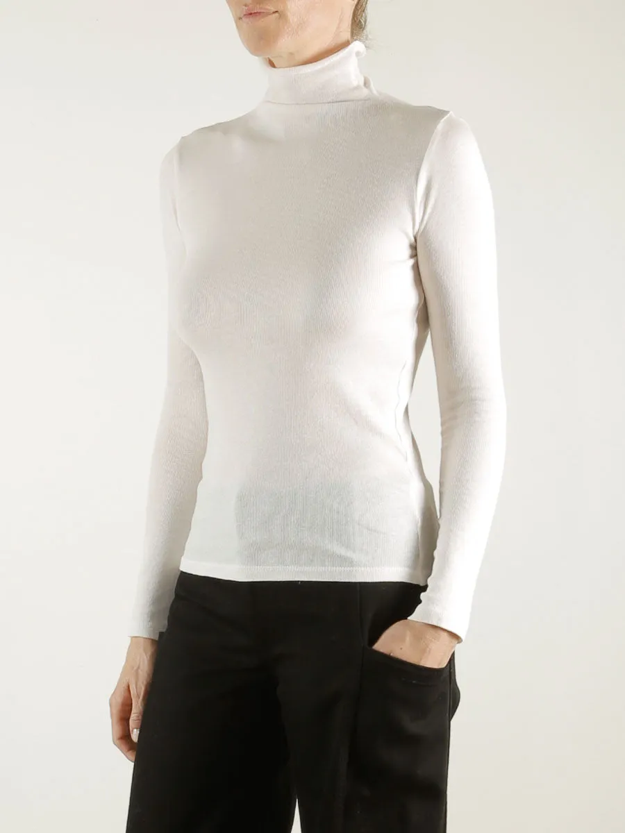 Cleo Turtleneck in Lightweight Rib - Stone