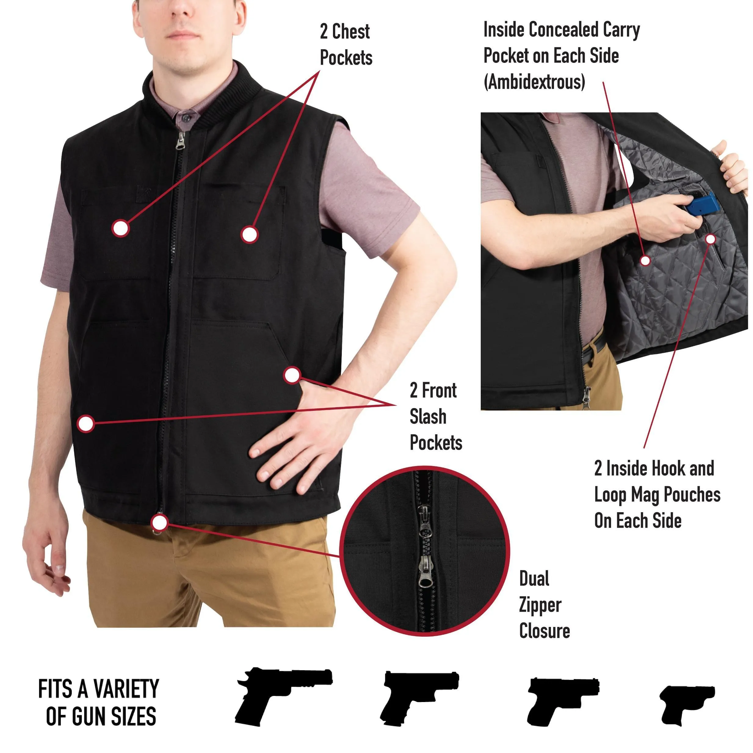 Concealed Carry Backwoods Canvas Vest